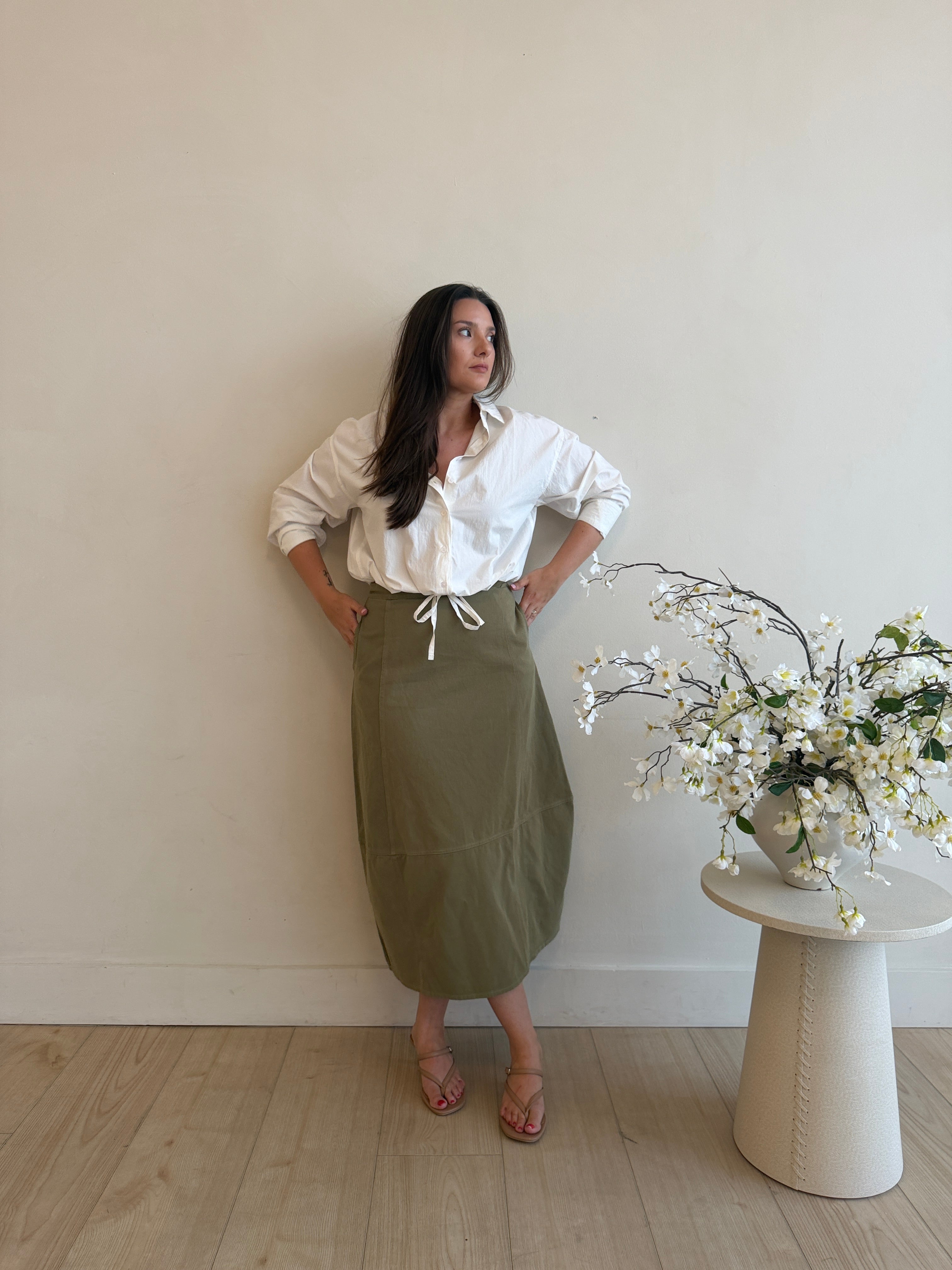 Lynn Barrel Midi Skirt
